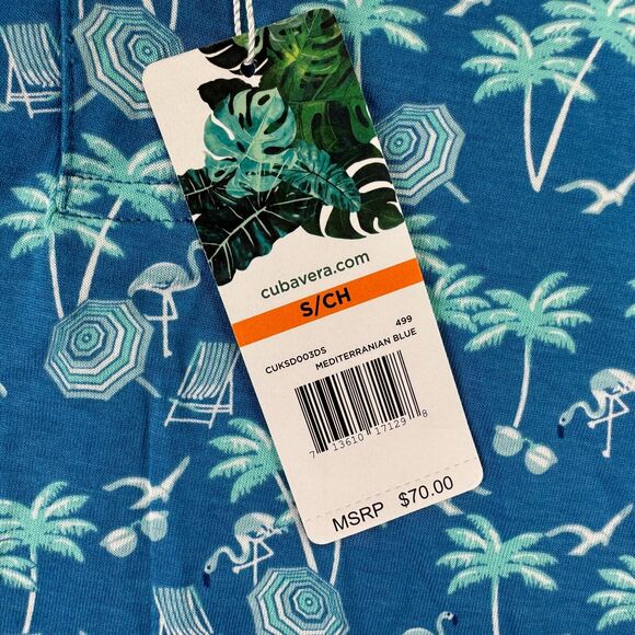 Cubavera Mens Tropical Vacation Print Short Sleeve Polo Shirt Blue S - Picture 2 of 5